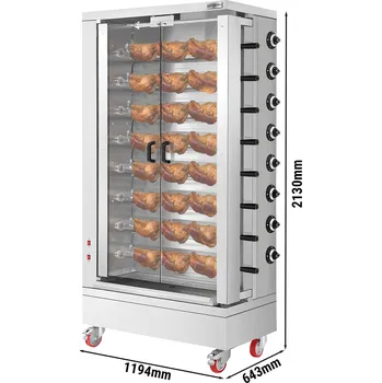 Kuchyňský gril G.Gastro Elektrický gril na kuřata ECO - 24kW - s 8 špízy pro 48 kuřat