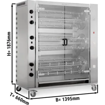 Kuchyňský gril G.Gastro Plynový gril na kuřata Rotation PREMIUM s 12 rožni pro 72 kuřat - 1395 x 660 x 1876 mm