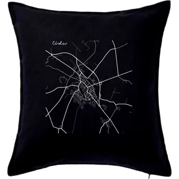 Polštář Černobílá mapa Čáslav - Polštář 50x50 - 50x50 - Pouze potah ( Černá )