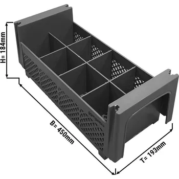 Příborník do zásuvky G.Gastro (6 Kusů) Košík na příbory - bez držadel - šedý