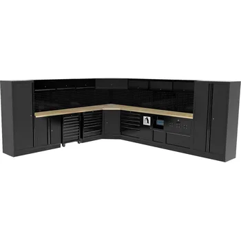 SP Tools Rohová sestava dílenského nábytku SPT USA - SPUSS217 Pracovní deska:: dřevěná