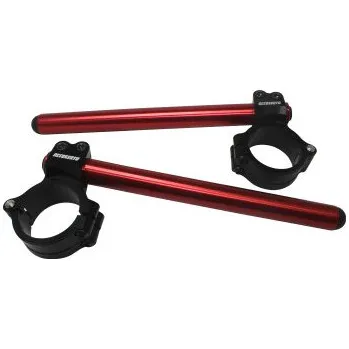 Aluminium-forged clip-ons ACCOSSATO with metal clamp composed of 2 half-rings 10 degrees inclination, red CP004N-20-R-250