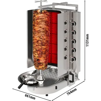 Kuchyňský gril G.Gastro Plynový Gyros / Kebab gril - s Robax® sklem - 10 hořáků - max. 90 kg