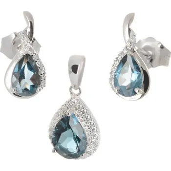 Souprava šperků Souprava z bílého zlata s topazy a diamanty L'Amour Diamonds BSOUP009F + DÁREK ZDARMA