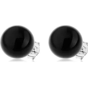 Náušnice Náušnice ze stříbra 925, lesklá kulatá perla černé barvy, 10 mm