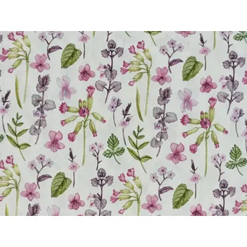 Bavlněná látka Petrklíče růžové - digitální tisk