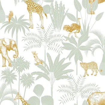 Tapeta ICH Wallcoverings Dětská vliesová tapeta s palmami a zvířátky, 976-4, Mika, ICH Wallcoverings, velikost 10,05 x 0,53 m