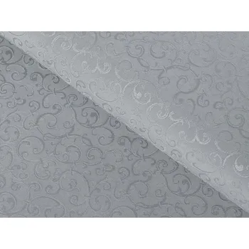 Teflonová látka na ubrusy TF-086 Ornamenty na šedém - šířka 160 cm