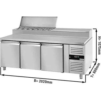 Pizza kámen G.Gastro Přípravný stůl PREMIUM - 2,0 x 0,8 m - se 3 dveřmi