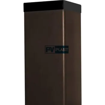 Plotový sloupek Pvplast Dřevoplus Sloupek Zn poplastovaný hnědý 1,6 m