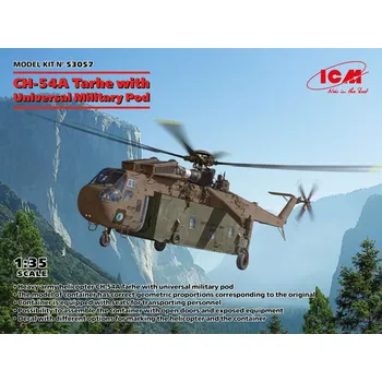 Plastikový model ICM 1/35 CH-54A Tarhe w/ Univ. Military Pod (3x camo)