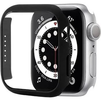 Pouzdro na mobilní telefon Ochranné pouzdro s tvrzeným sklem pro Apple Watch 45mm - černé