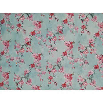 Bavlněná látka Sakury na tyrkysové - digitální tisk