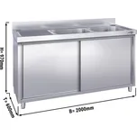 G.Gastro Dřezová skříňka PREMIUM z nerezové oceli - 2,0 m - 2 dřezy vpravo - D 40 x Š 50 x H 25 cm