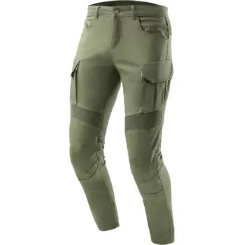 Moto kalhoty Ozone FASTER Olive, zelené olivové kevlarové kalhoty na motorku (kapsáče), kevlar jeans