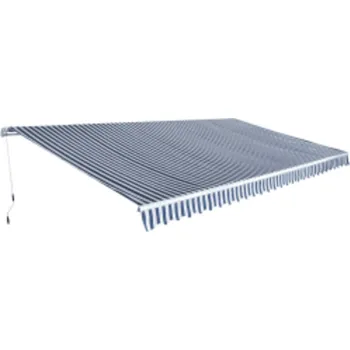 Markýza vidaXL Skládací markýza na ruční ovládání 600 cm modrobílá