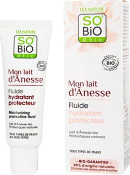 Pleťový krém SO'BiO étic Mon Lait d'Ânesse Moisturizing Protective Fluid hydratační fluid s oslím mlékem 50 ml