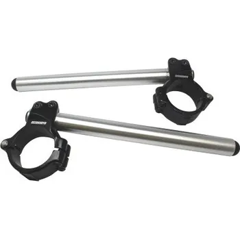 Aluminium-forged clip-ons ACCOSSATO with metal clamp composed of 2 half-rings 10 degrees inclination, silver CP003N-53-S-280