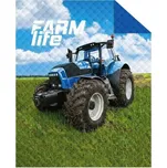 DETEXPOL Přehoz na postel Traktor blue farm Polyester, 170/210 cm