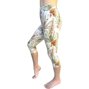 Dívčí legíny 3/4 Legíny Lily Grey - Palmové listy - 128