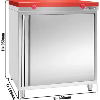 Lednice G.Gastro Stainless Steel Hinged Door Work Cabinet + Cutting Board (Red) – 600x600x910 mm – 40 mm Plastic – Shelf load 70 kg