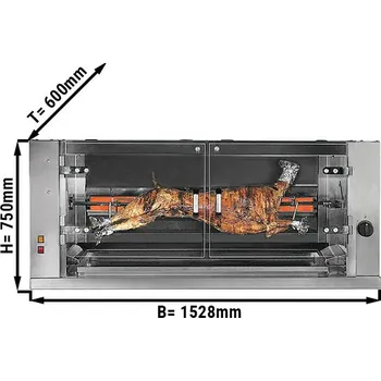 Kuchyňský gril G.Gastro Elektrický gril na jehněčí / selata s 1 rožněm - 1528 x 600 x 750 mm