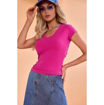 Dámské tričko Latynka triko 6221/6222 kr.ruk. "V" výstřih barva: červená, velikost: S/M