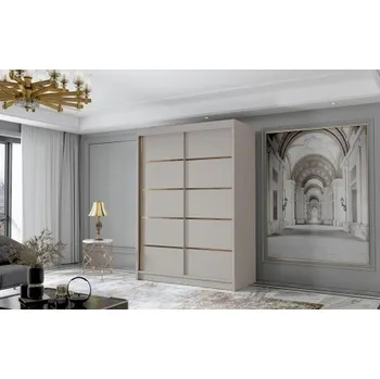 Šatní skříň Šatní skříň s posuvnými dveřmi METZ IV bez zrcadla, kašmír +možnost VÝNOSU + vyzvednutí ZDARMA