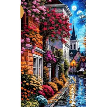 Diamantové malování Diamantové malování - Malebná ulice č. 1155 - 65x85cm