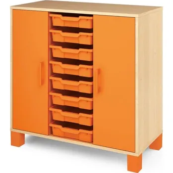 Zahradní úložný box Nízká skříň ORZE 2 dveře a 8 zásuvek (více barev) Oranžová Bříza