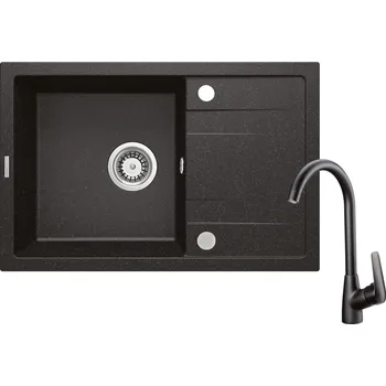 Vodovodní baterie Deante Corio dřezy s baterií grafitová/černá ZRCB2113
