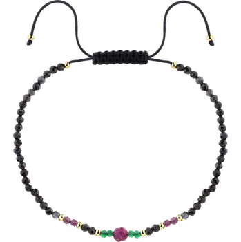 Náramek Náramek se syntetickými kameny: rubínem, safírem, smaragdem a prvky ze žlutého zlata - AP538-3661