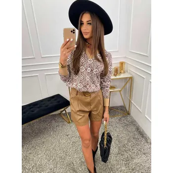 Dámské oblečení Dámské kožené kraťasy MSF hnědé, VELIKOST S