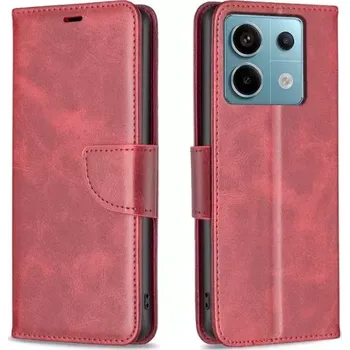 Pouzdro na mobilní telefon TT-TopTechnology Kožené pouzdro Xiaomi Redmi Note 13 Pro 4G red, červené, model knížka, řada LAMBSKIN, materiál syntetická kůže