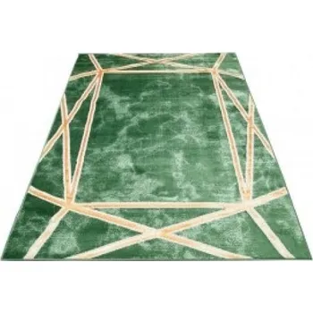 Koberec Makro Abra Kusový koberec TURMALIN MV28A Geometrický zelený zlatý Rozměr: 140x200 cm