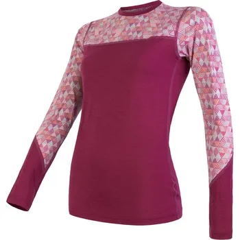 Dámské tričko triko dlouhé dámské SENSOR MERINO IMPRESS lila/pattern (triko dlouhé dámské SENSOR MERINO IMPRESS lila/pattern)