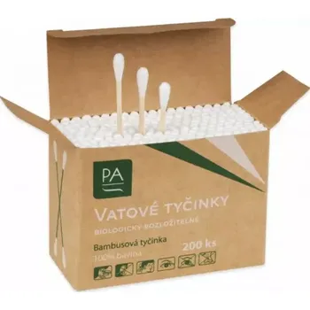 Odličovací ubrousek Vatové tyčinky bambusové 200ks PA BOX (Vatové bambusové tyčinky balené v papírovém boxu 200 ks pro každodenní hygienu. Vyrobené ze 100% bavlny a bambusu.)