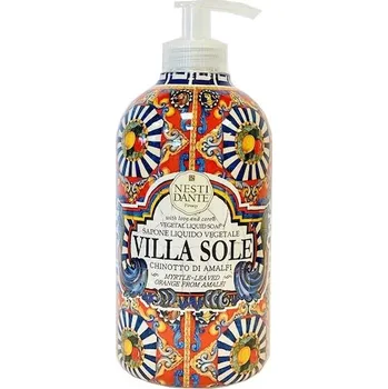 Mýdlo Nesti-Dante-Firenze Mydlo-a-sprchovy-gel Villa-SoleTekuté mýdlo s myrtovými listy Pomeranč z Amalfi 14 ml (18 417,00 Kč / 1 l)