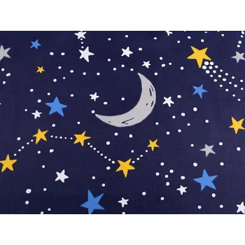 Bavlněná látka noční obloha, lišky - 1 (8) modrá tmavá