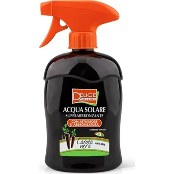 Přípravek na opalování Delice Solaire Acqua Solare Superabbronzante Carote Nera opalovací voda s černou mrkví 500 ml