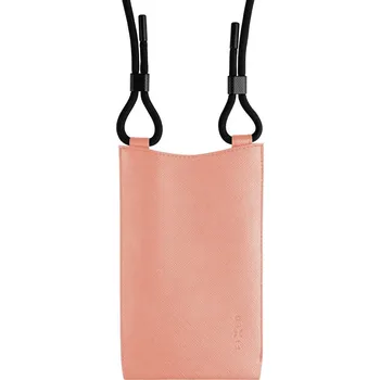 Pouzdro na mobilní telefon Taštička přes rameno s kapsou FIXED Verona s černou šňůrkou pro mobilní telefony do 7", broskvová