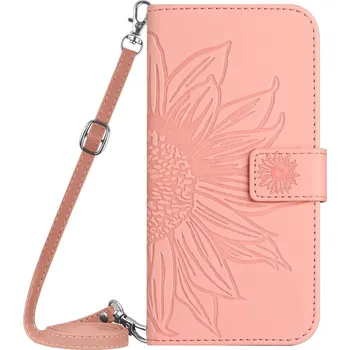 Pouzdro na tablet VSECHNONAMOBIL 77180 ART SUNFLOWER Peněženkový obal se šňůrkou pro TCL 50 SE růžový