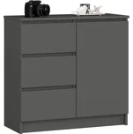 Komoda JERRY K 80 cm 1 dveře 3 zásuvky grafitově šedá