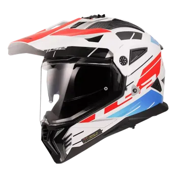 Helma na motorku Enduro helma na motorku LS2 MX702 PIONEER II NAMIB White Blue Red