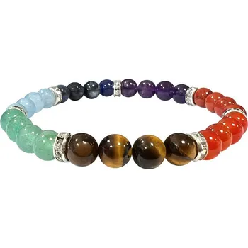 Drahý kámen Mani Bhadra Mani Bhadra Náramek s drahými čakrovými kameny 7 Chakra (korálky&nbsp;Ø cca 6 mm) kvalita A