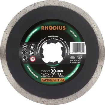 Řezný kotouč RHODIUS Diamantový řezný kotouč DG50 X-LOCK 125 x 7,0 x 1,6 x 22,23 ALPHAline