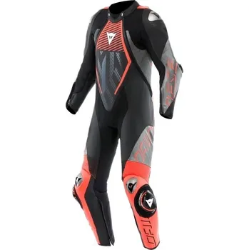 Moto kombinéza Dainese Dainese AUDAX D-ZIP 1PC PERF závodní kombinéza černá/fluo-červená vel.54 54