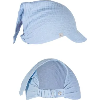 Čepice MUŠELÍNOVÁ KŠILTOVKA/ŠÁTEK NA HLAVU - LIGHT BLUE, FUN2BEMUM Velikost: 1-3 roky, velikost 46-54 cm