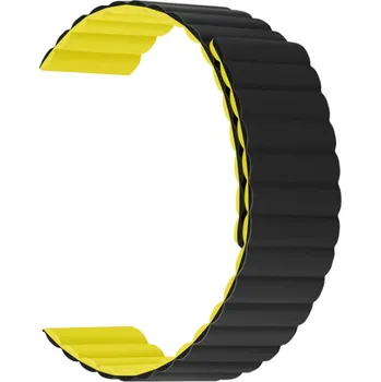 Příslušenství k chytrým hodinkám Madvell Magnetický silikonový řemínek Active černá se žlutou 20mm