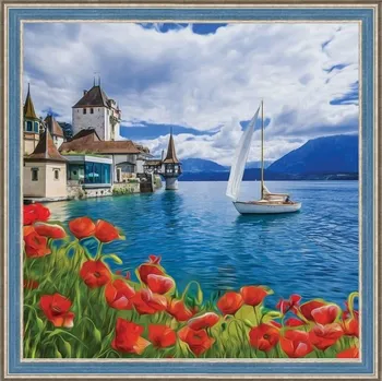 Diamantové malování Diamantové malování 40x40cm KVETOUCÍ ZÁTOKA